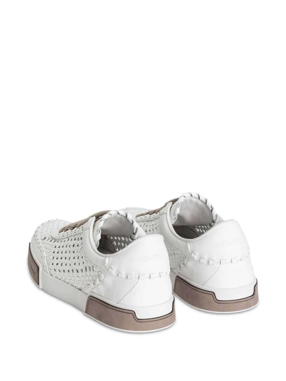 woven leather sneakers - 3