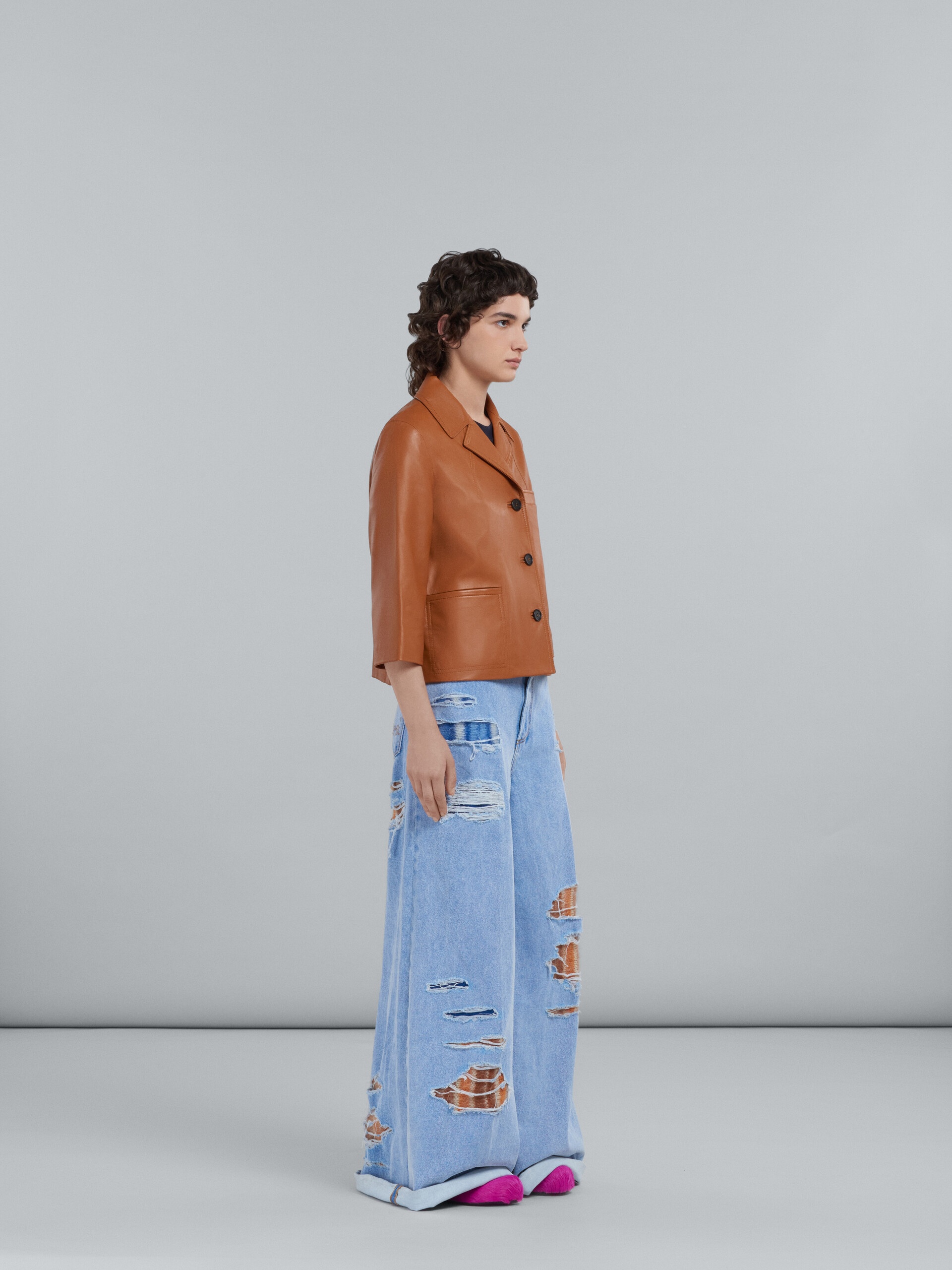 BROWN NAPPA LEATHER JACKET - 6