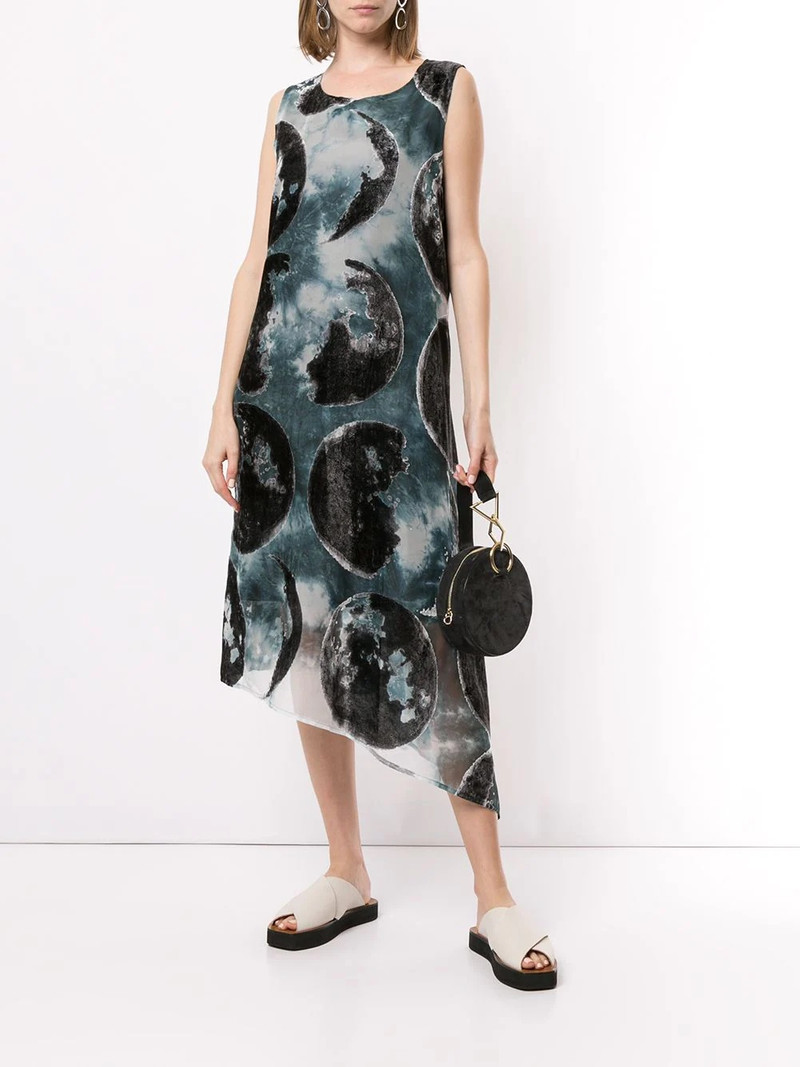 Y's Moon print sleeveless midi dress outlook