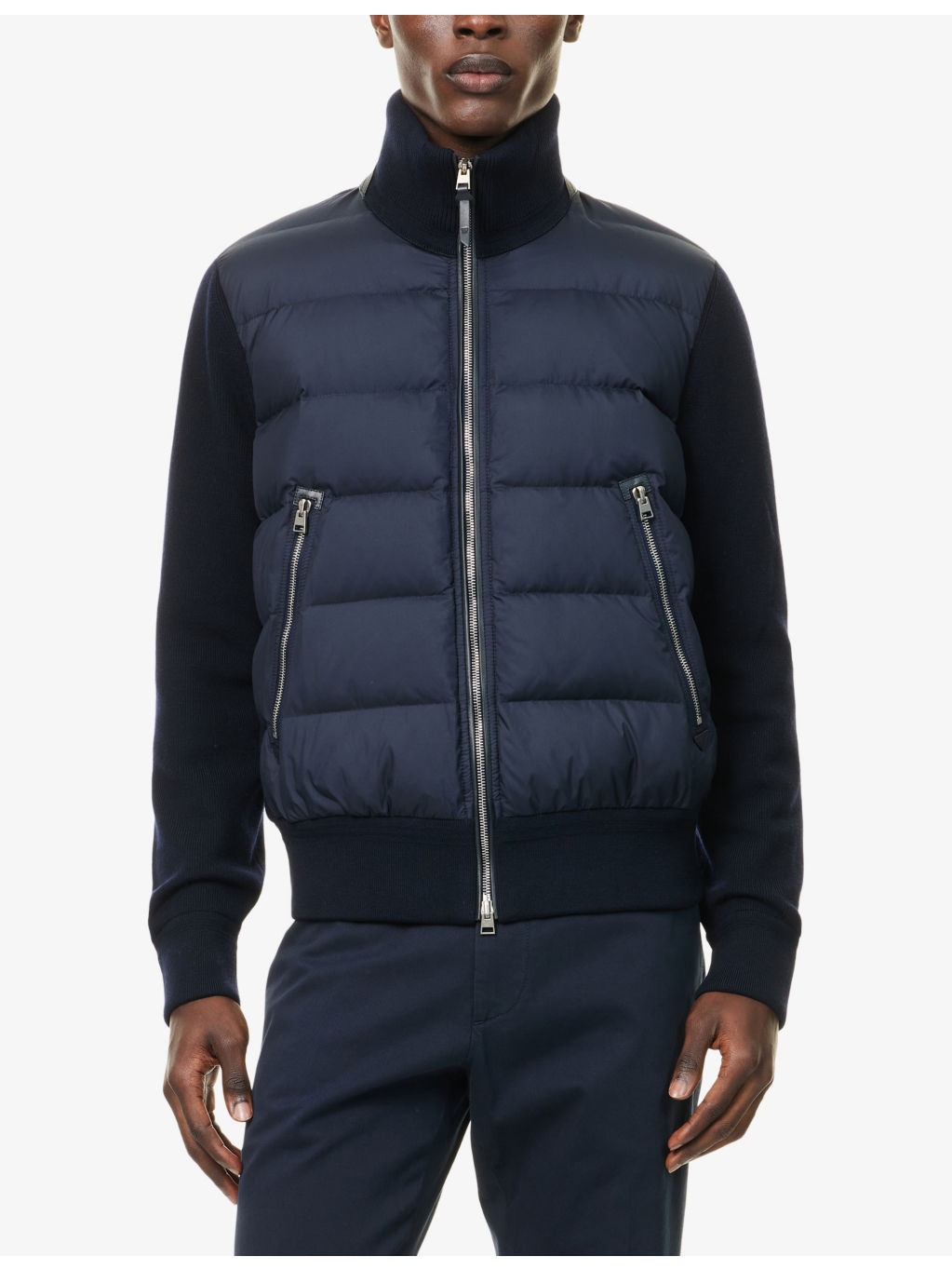 Zipped Knit-Sleeve Shell-Down Jacket - 3