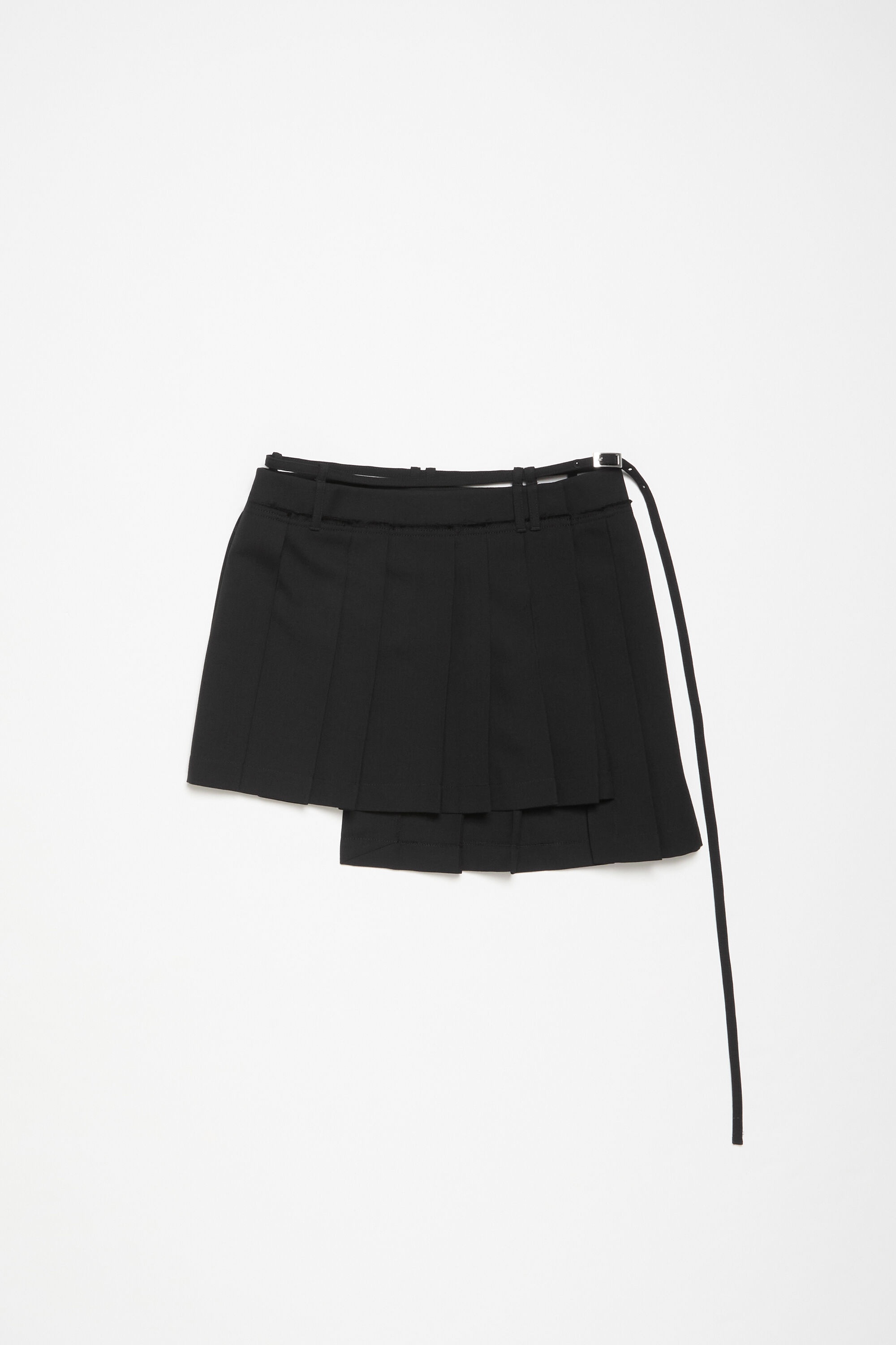 Asymmetric pleated skirt - Black - 1