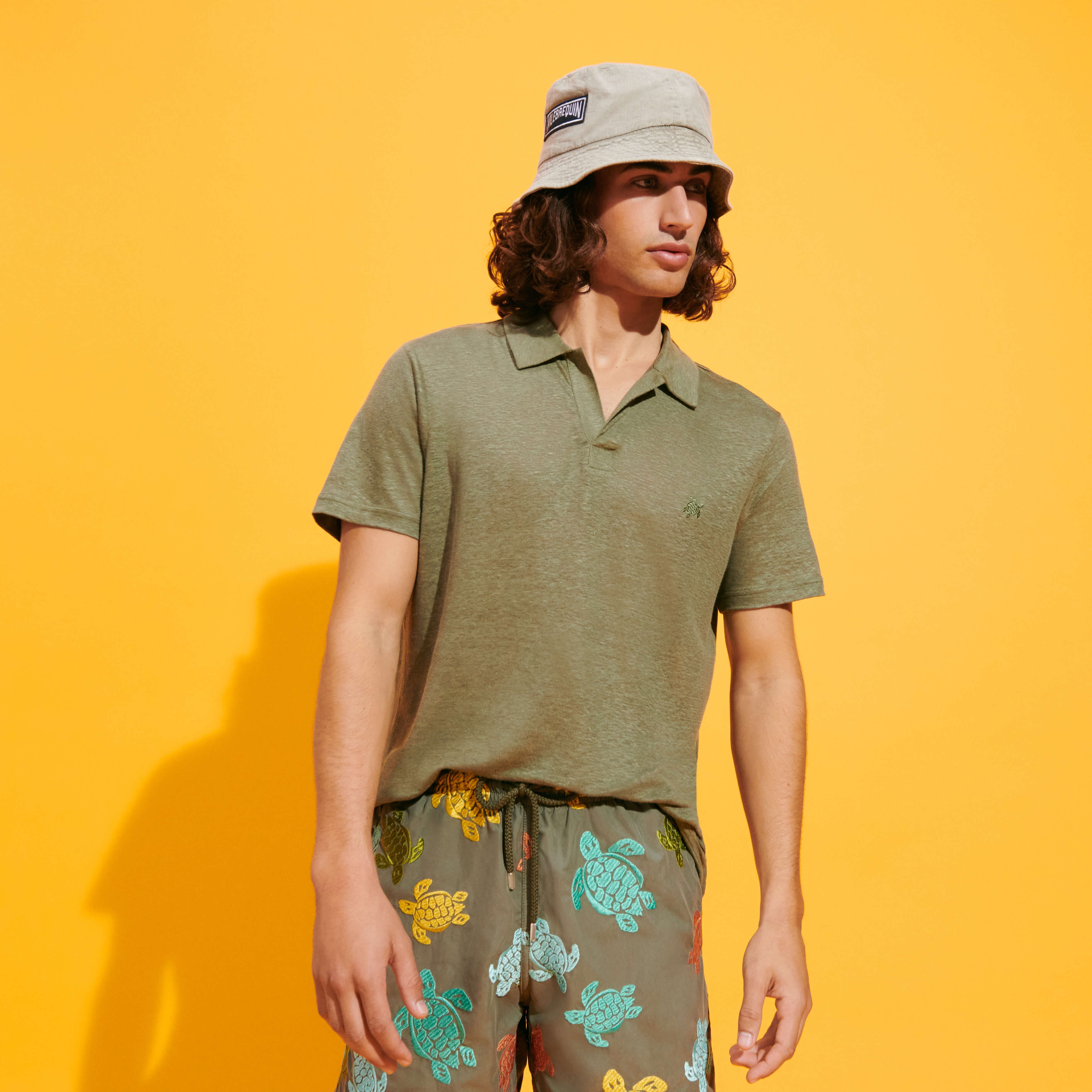 Men Linen Jersey Polo Solid - 5