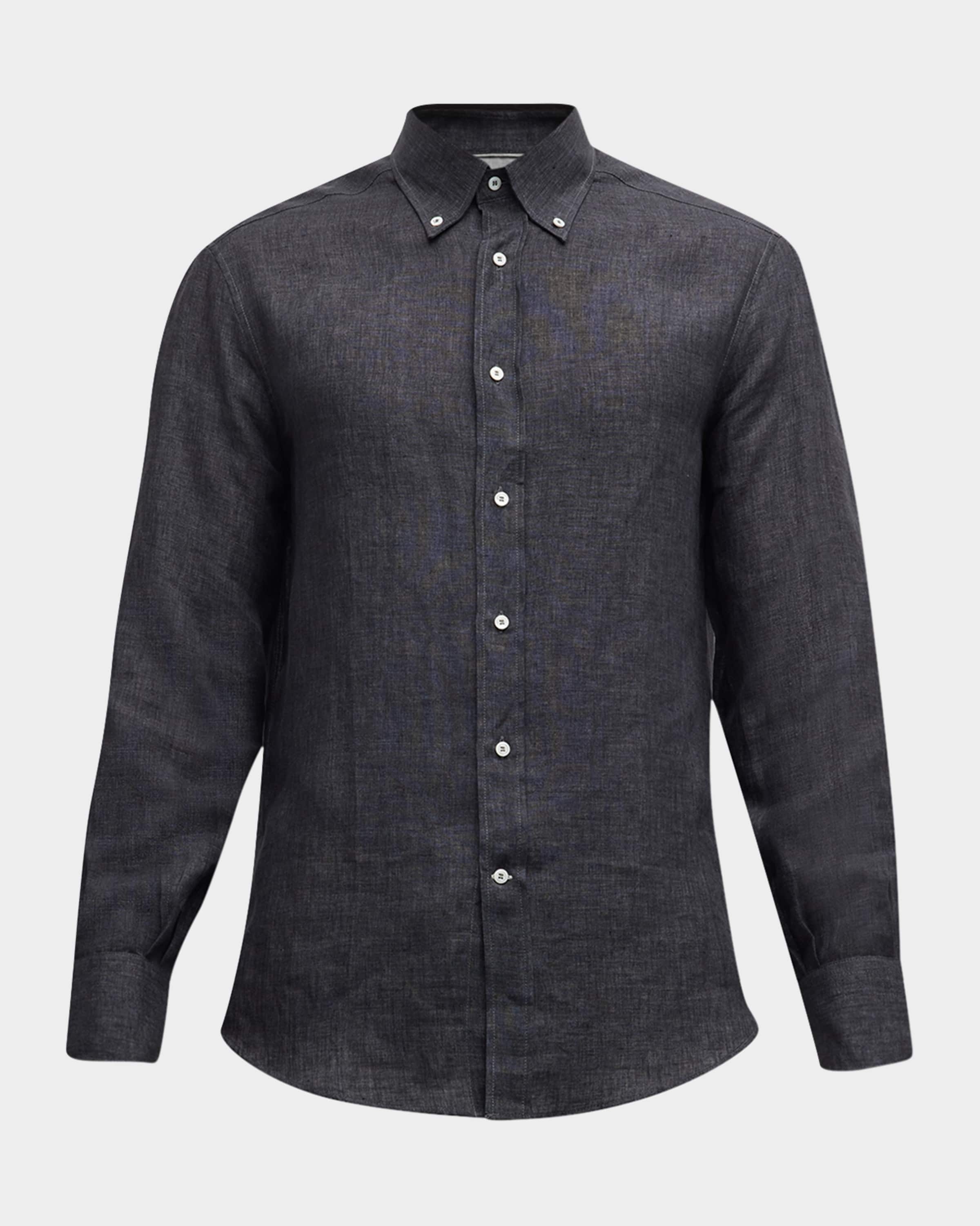 Men's Linen Casual Button-Down Shirt - 2
