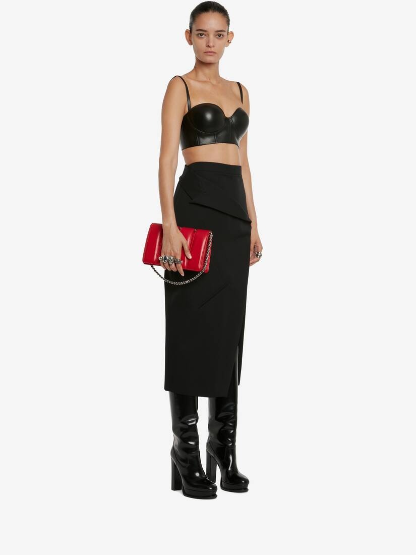 Women's Leather Bustier Top in Black - 5