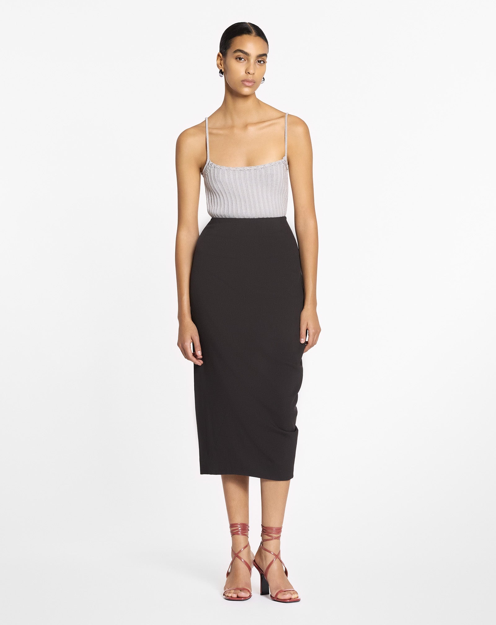 RIBBED TANK TOP IN VISCOSE - 3