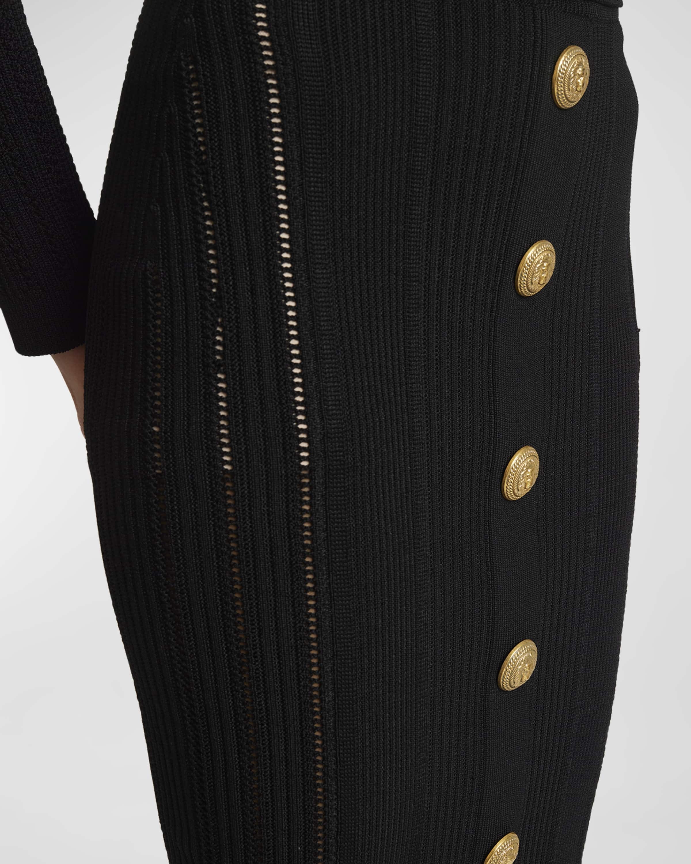 5-Button See-Through Knit Midi Skirt - 6