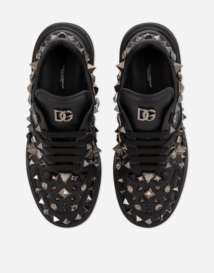 Calfskin nappa New Roma sneakers with studs - 4