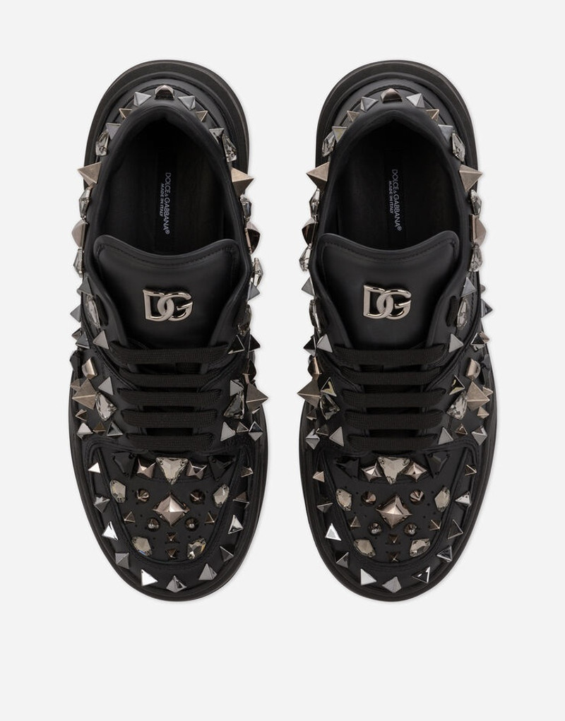 Calfskin nappa New Roma sneakers with studs 4