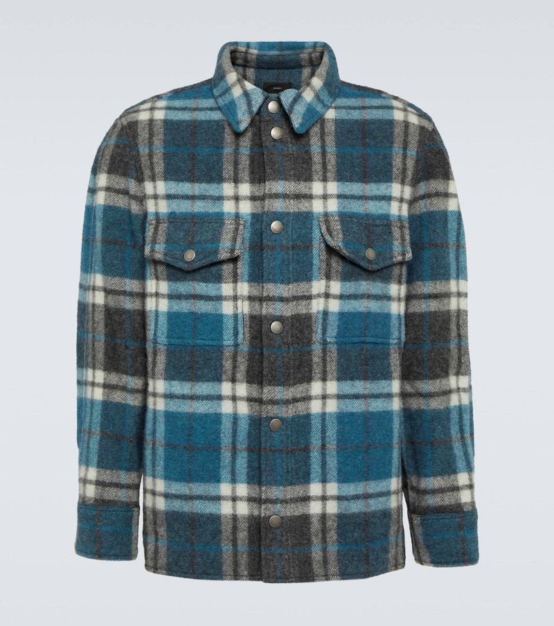 Checked wool and alpaca shirt jacket 1