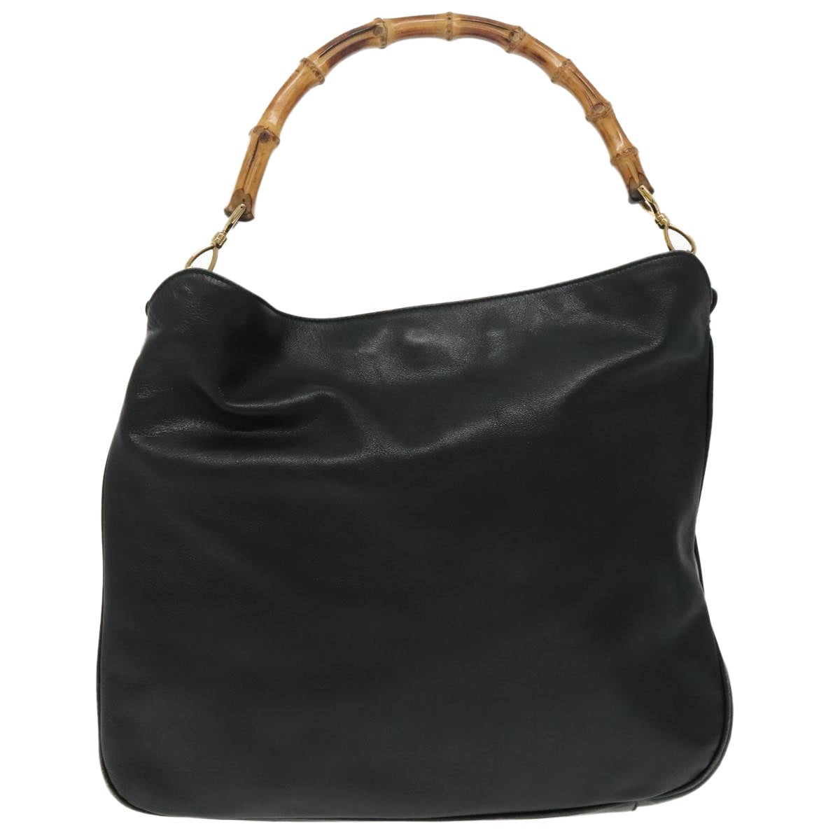 GUCCI Bamboo Hand Bag Leather Black Gold 001 001 - 13
