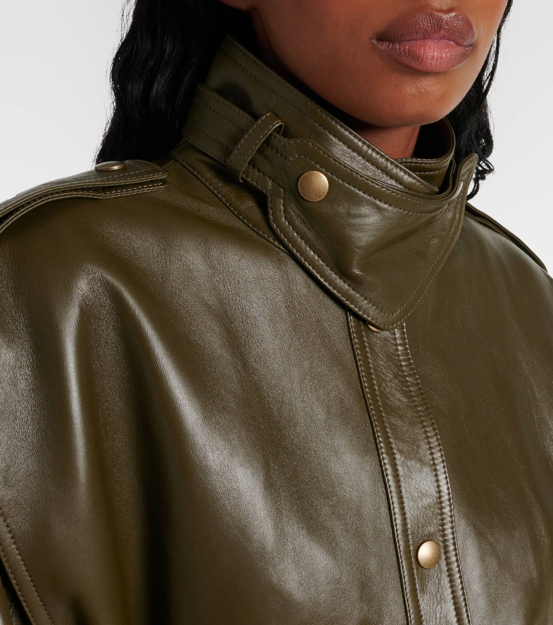 Oversized leather jacket - 4