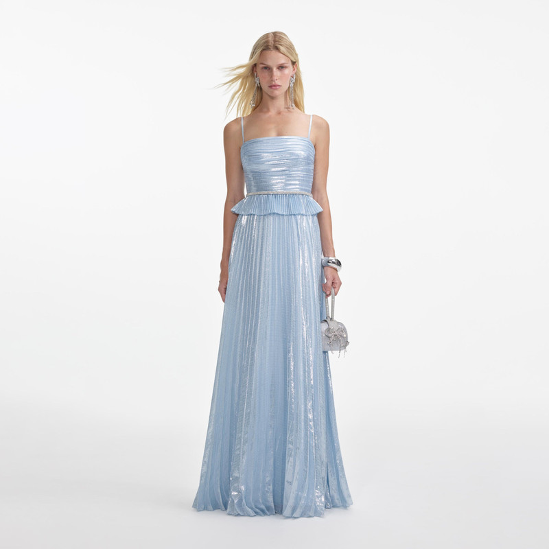 blue metallic maxi dress Baltic Born Womens Lynlee Metallic Maxi Dress | Navy