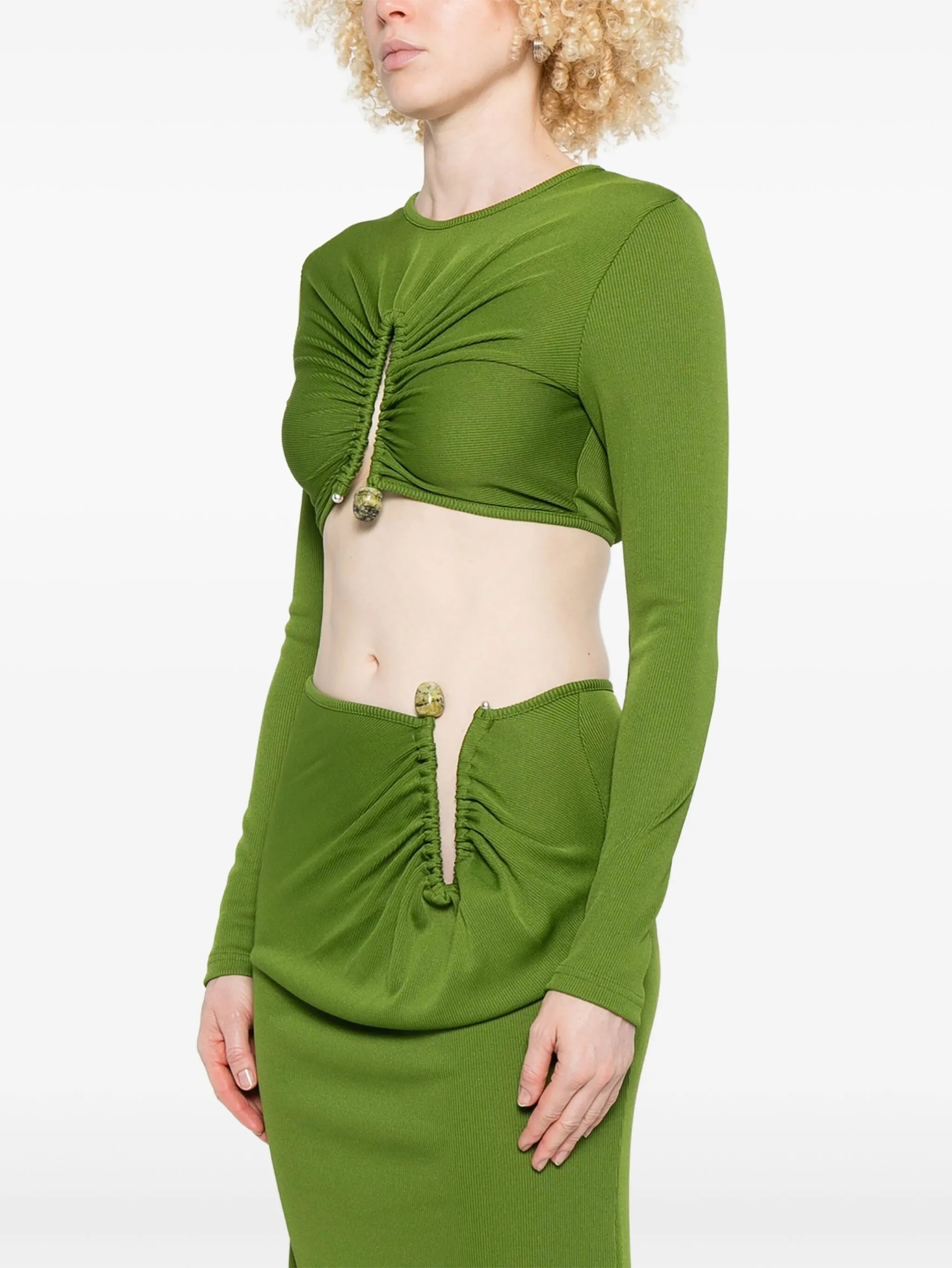 Christopher Esber Gathered-effect Ribbed Crop Top - 4