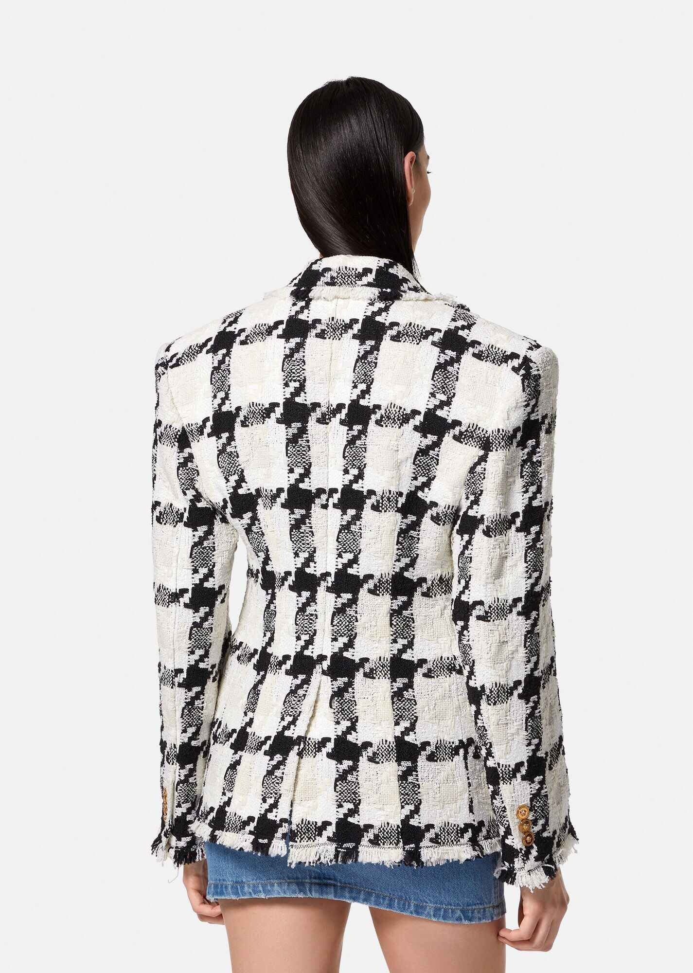 Medusa Checked Tweed Blazer - 4