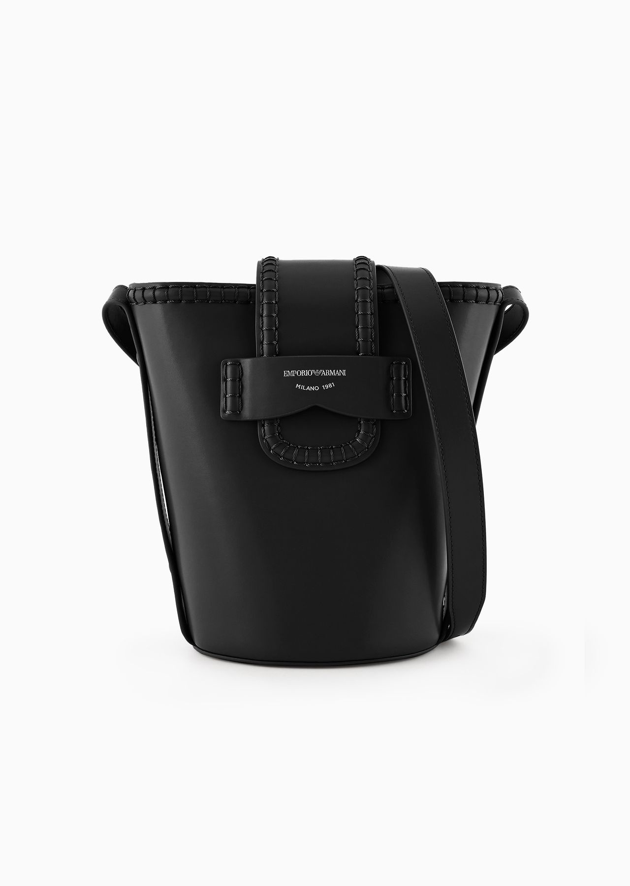 Leather bucket shoulder bag with Icon strap - 1