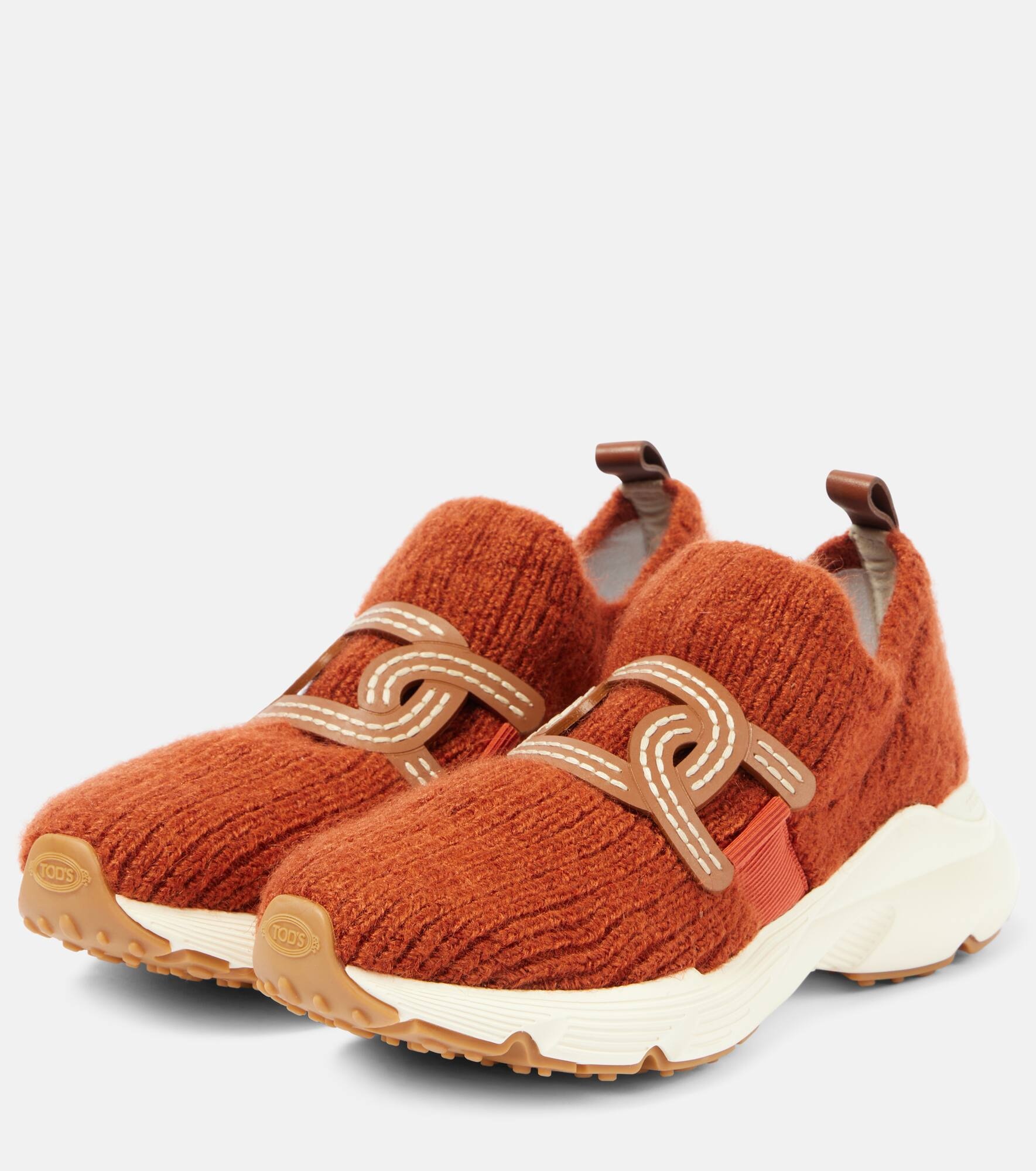 Kate leather-trimmed slip-on sneakers - 4
