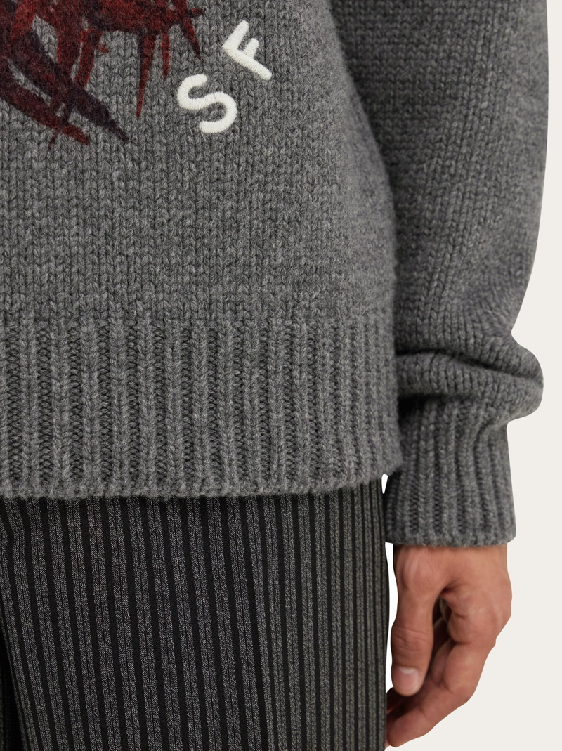 Knitted sweater with Dahlia motif 5