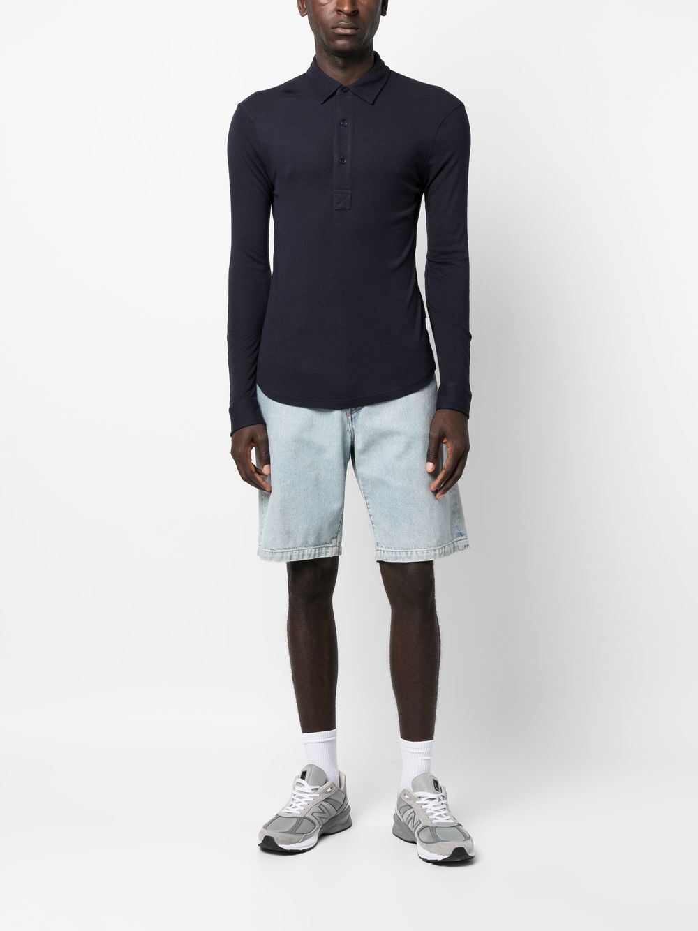 button-front long-sleeved polo shirt - 2