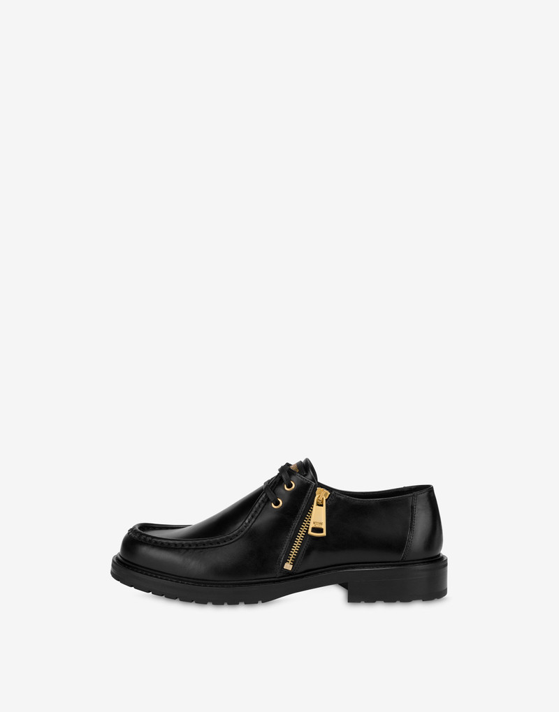 CALFSKIN LACE-UP SHOES WITH ZIP 2
