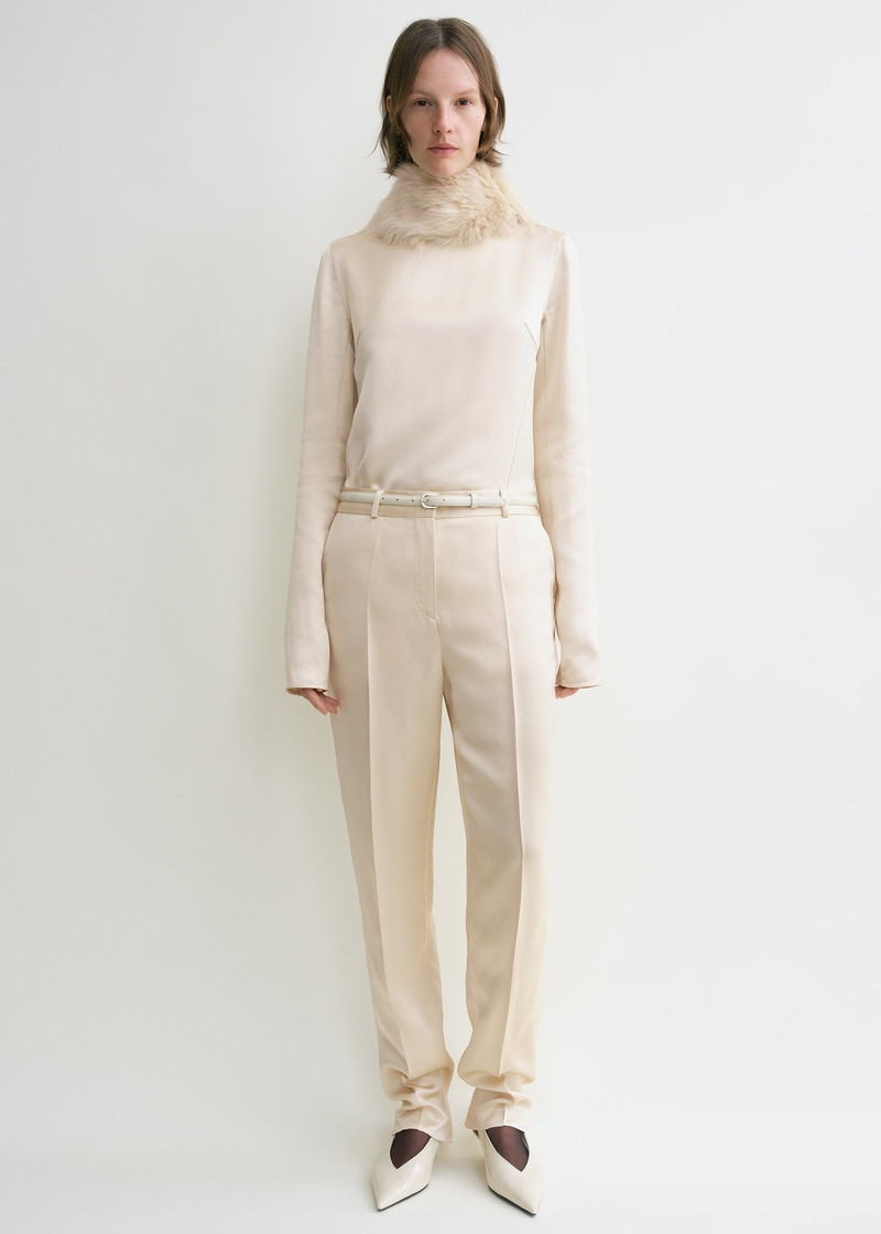 Totême Low-waist satin trousers ecru outlook