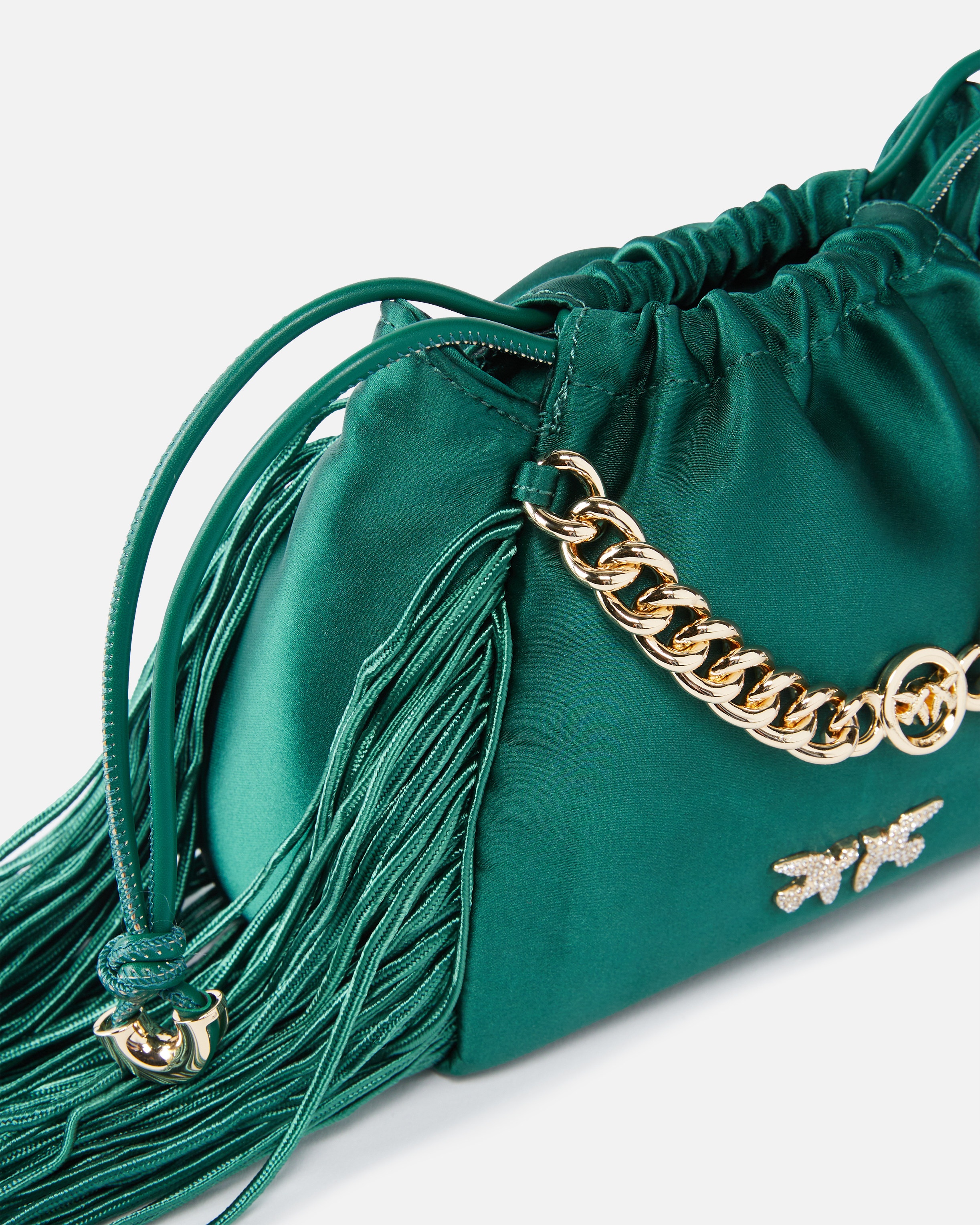 SATIN MINI CLUTCH WITH FRINGING - 3