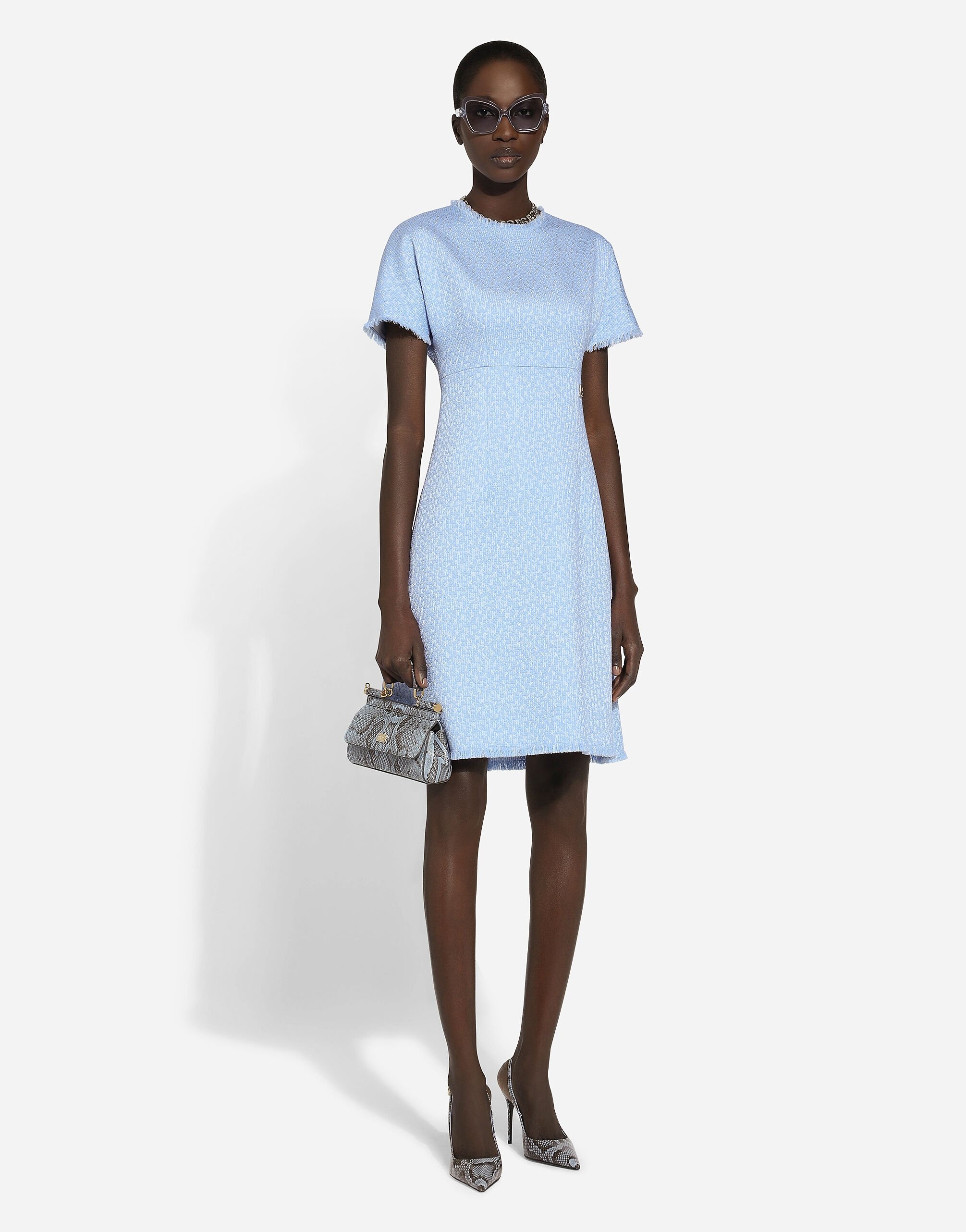 Raschel tweed midi dress with DG logo - 2