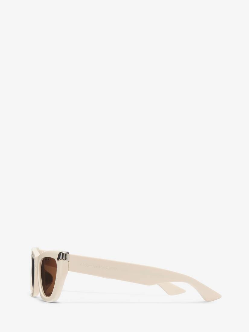 Women's Punk Rivet Geometric Sunglasses in Ivory - 3