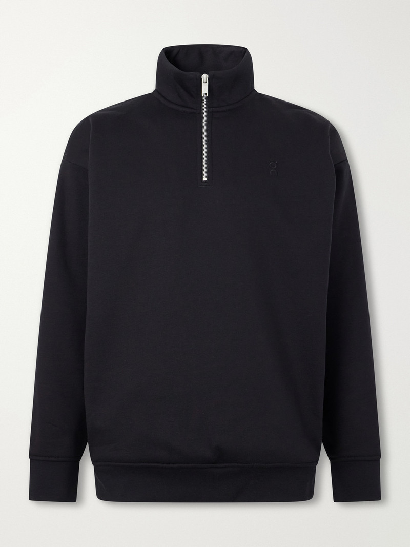 Club Collective Logo-Embroidered Cotton-Blend Jersey Half-Zip Sweater 1