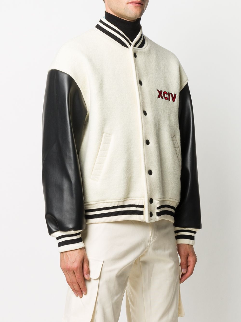 contrast sleeve baseball jacket - 3