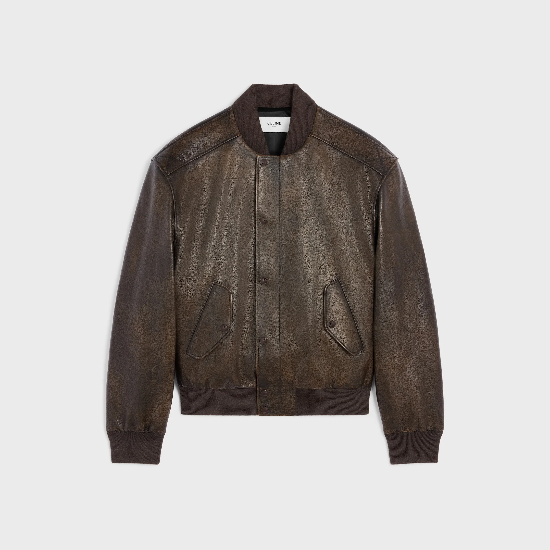 aviator teddy jacket in grained calfskin - 1