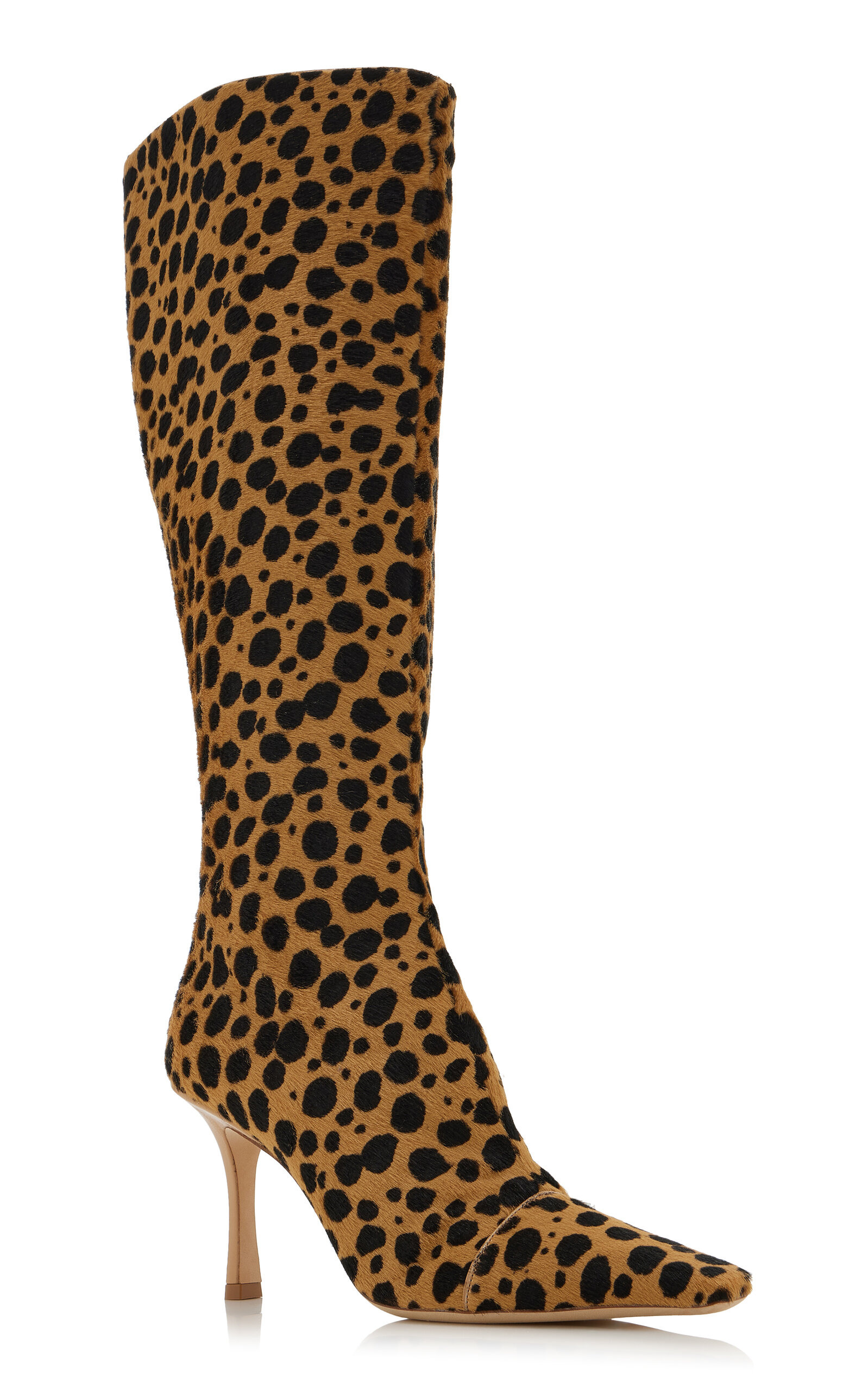 x Conner Ives Gloria Cheetah-Print Pony Hair Knee Boots animal - 4