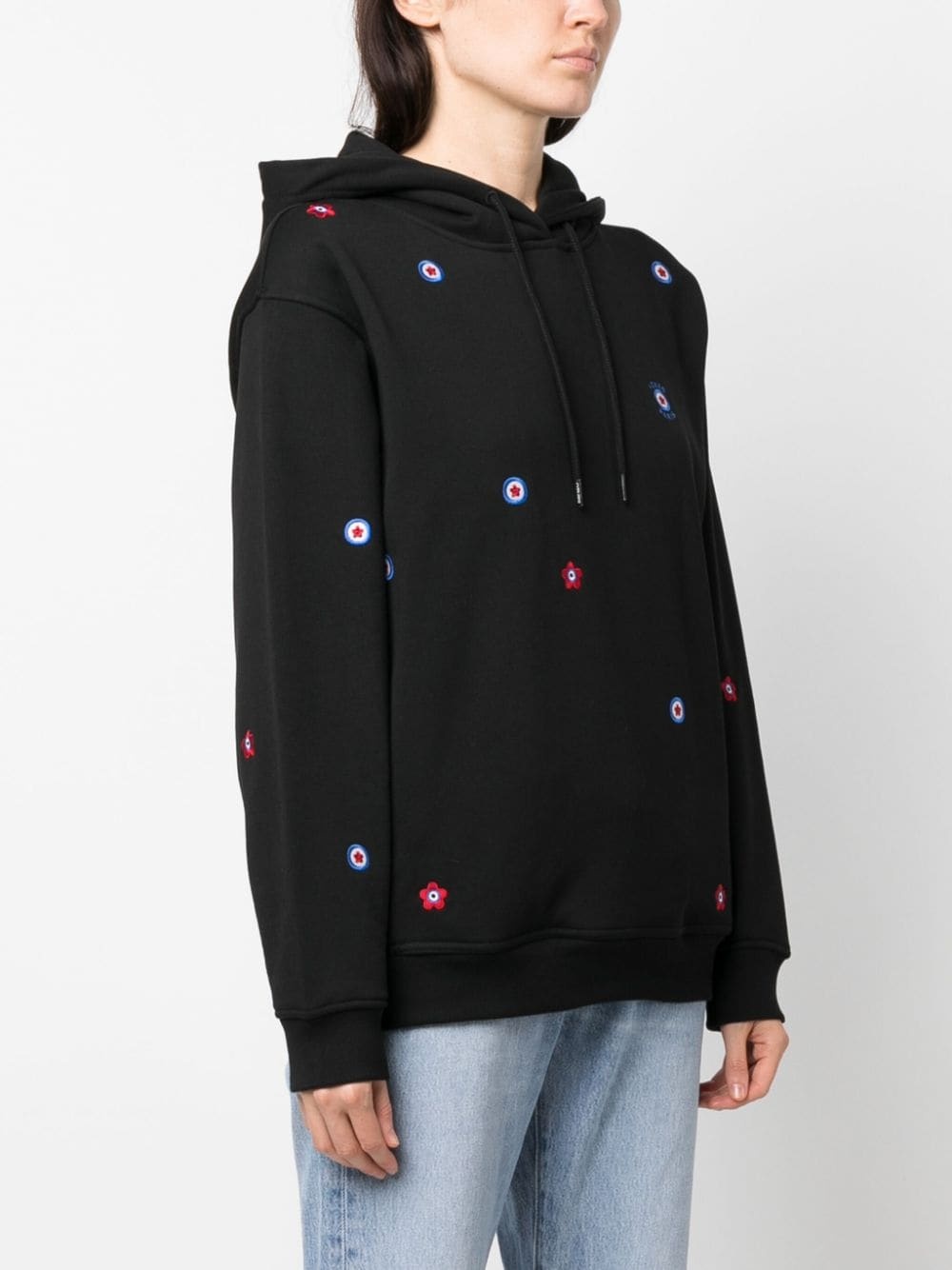embroidered-design cotton hoodie - 3
