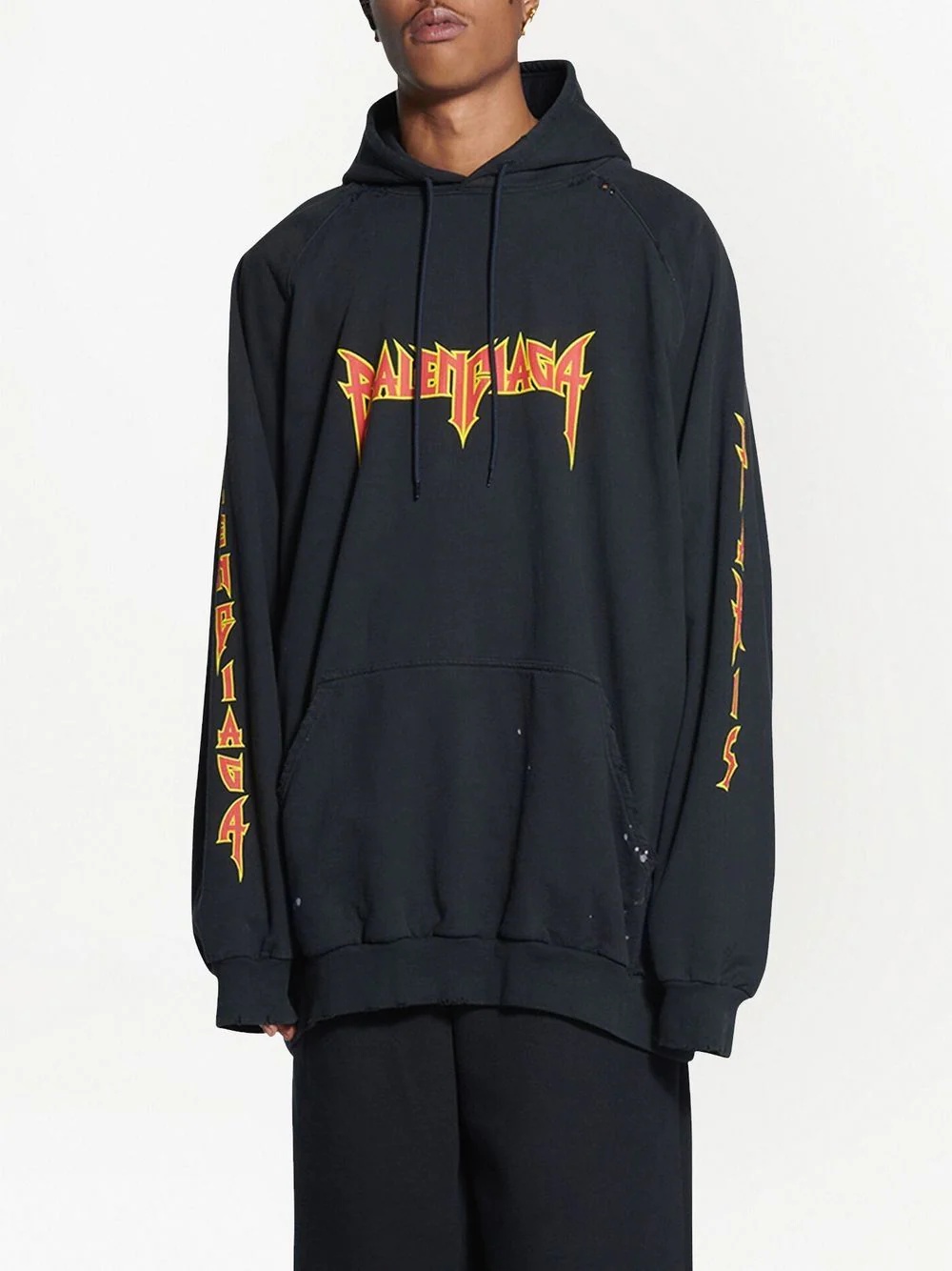 metal logo oversized hoodie - 3