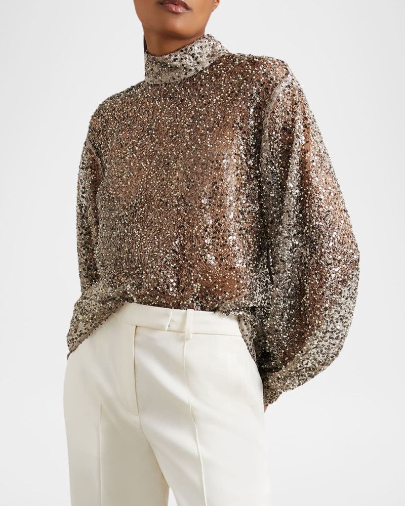 Sienna High-Neck Sequin-Embellished Top 5
