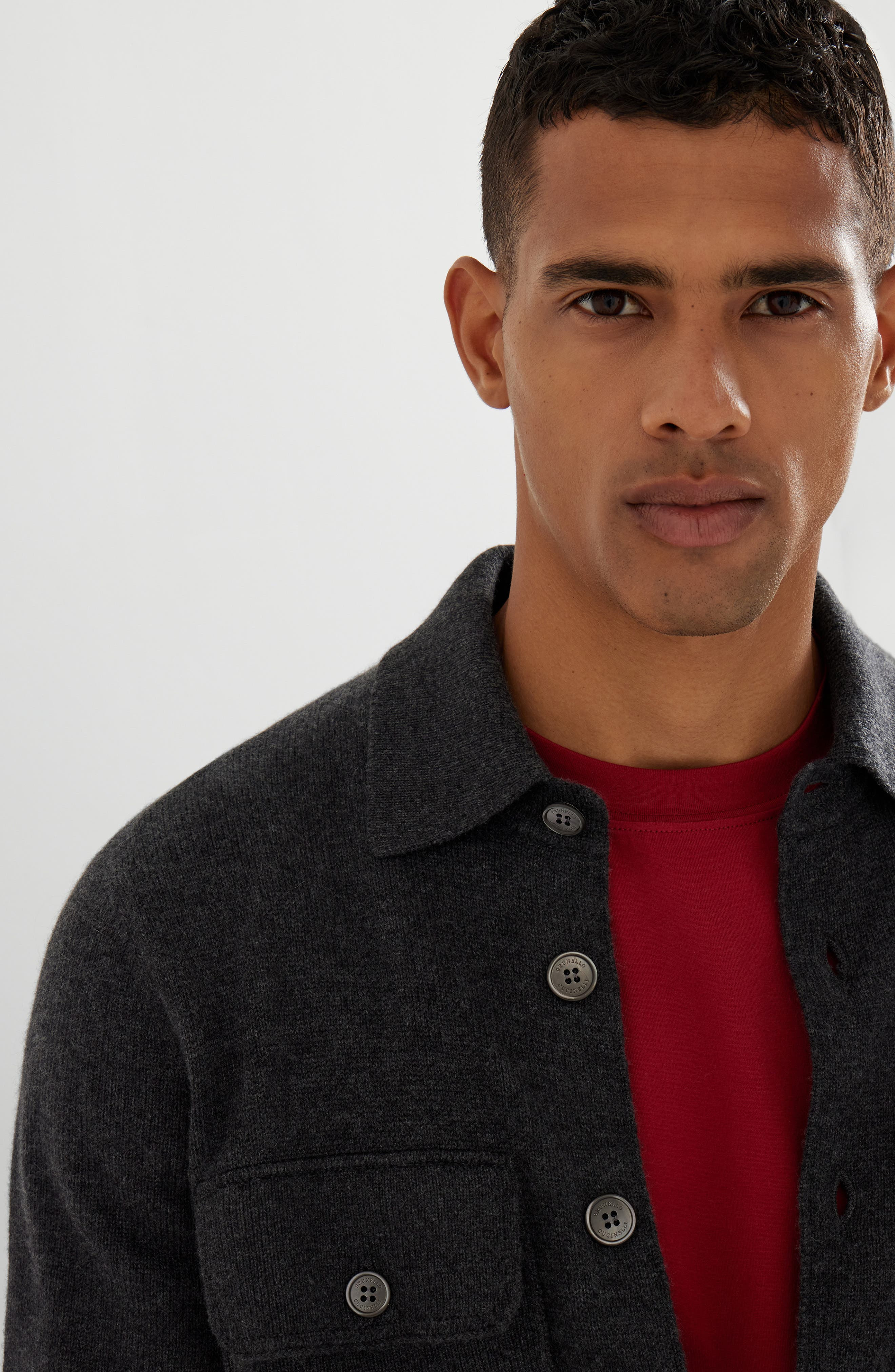 Brunello Cucinelli Shirt-style cardigan in Charcoal at Nordstrom - 4