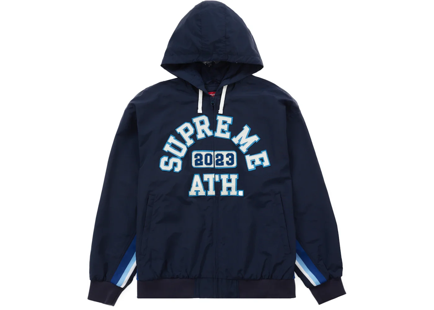 Supreme Appliqué Hooded Track Jacket Navy - 1