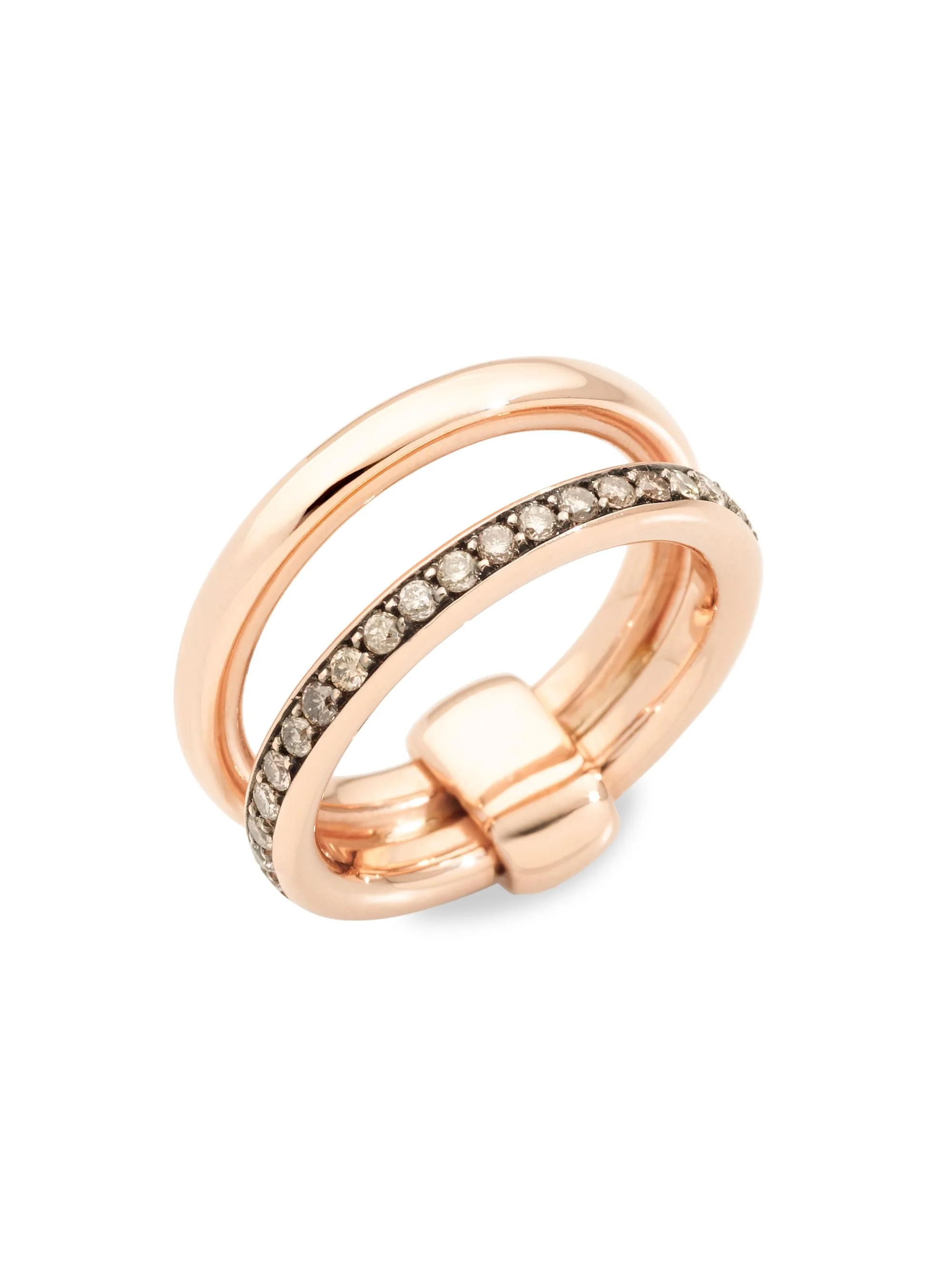 Women's Iconica 18K Rose Gold & Brown Diamond Stack Ring - Rose Gold - 1
