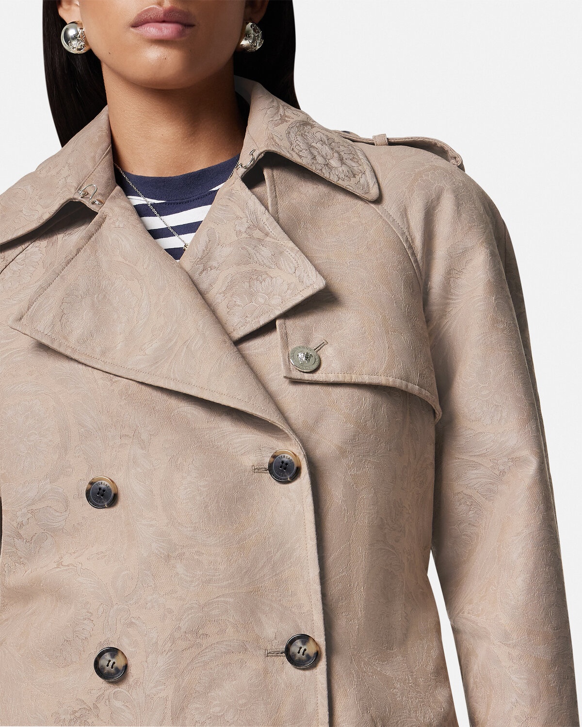 Barocco Jacquard Trench Coat - 3