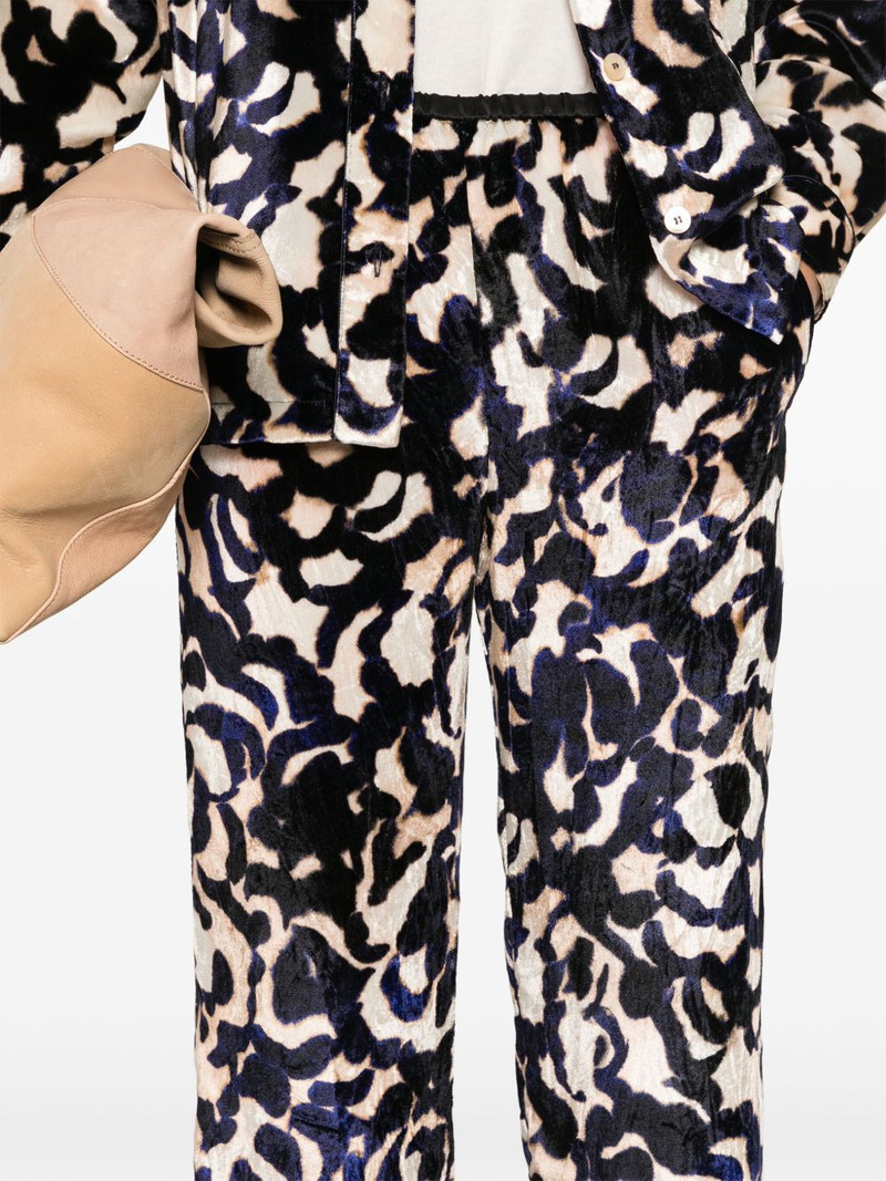 abstract-print crushed-velvet trousers 5