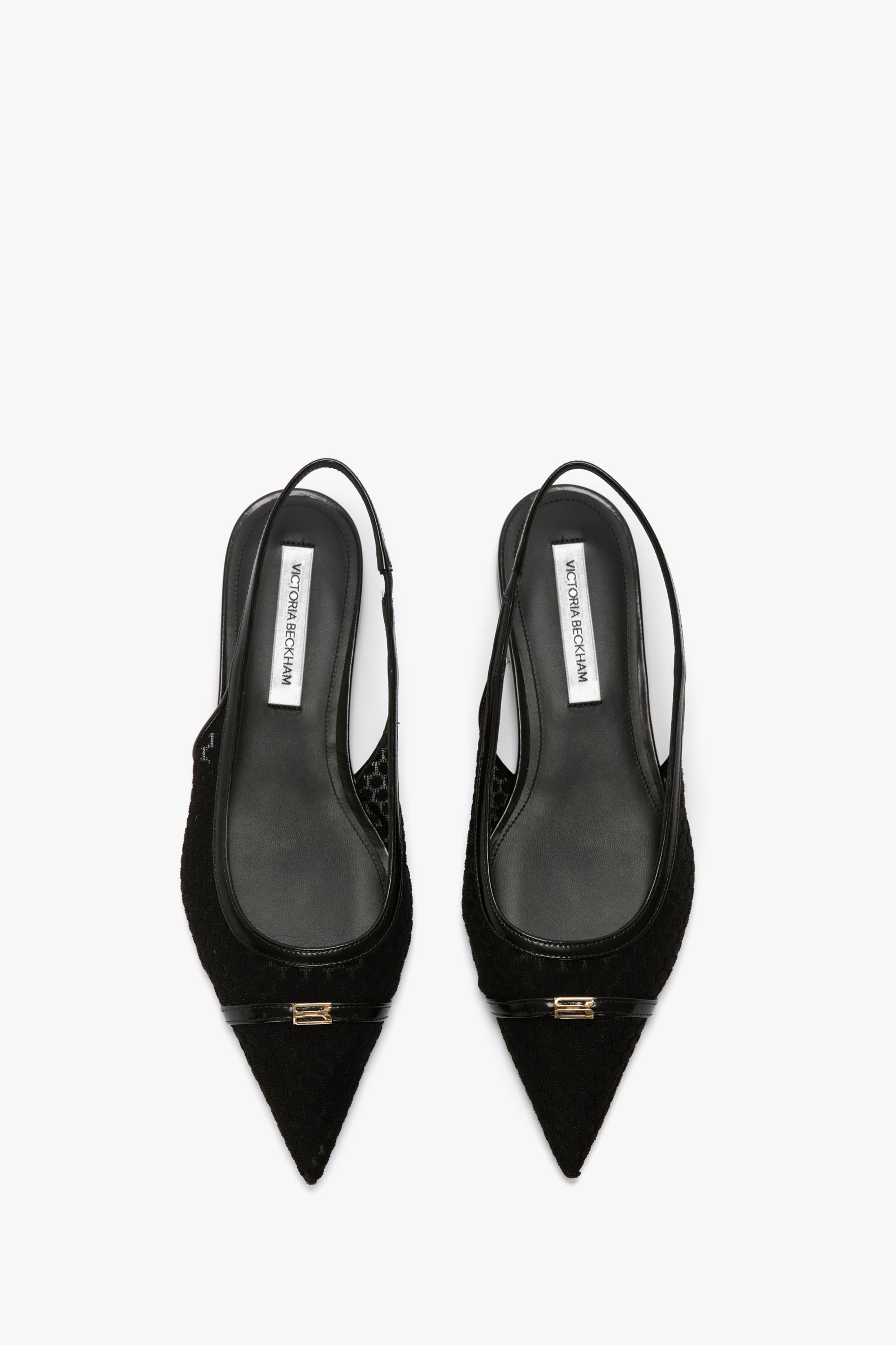 Flat Mesh Slingback Pump In Black - 4