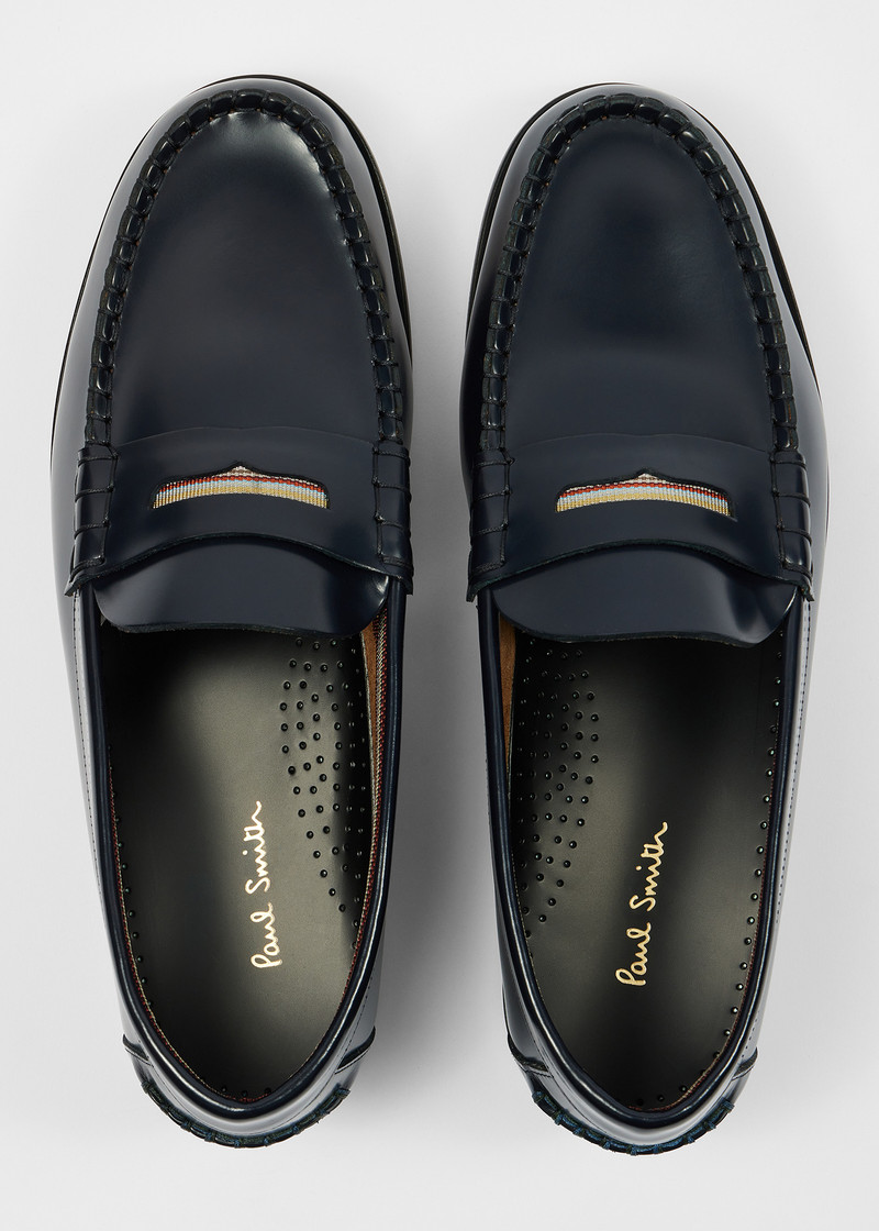 Dark Navy Leather 'Lido' Loafers 5