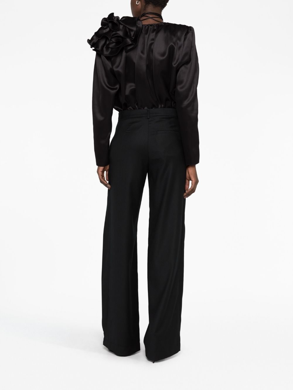 detachable floral-appliqué silk blouse - 4