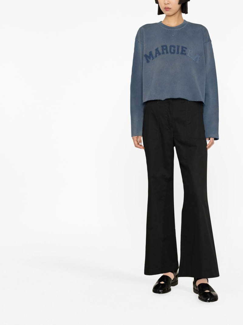 Maison Margiela logo-patch cropped cotton-jersey sweatshirt outlook