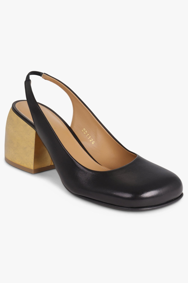 Dries Van Noten SQUARE TOE SLINGBACK PUMP | BLACK outlook