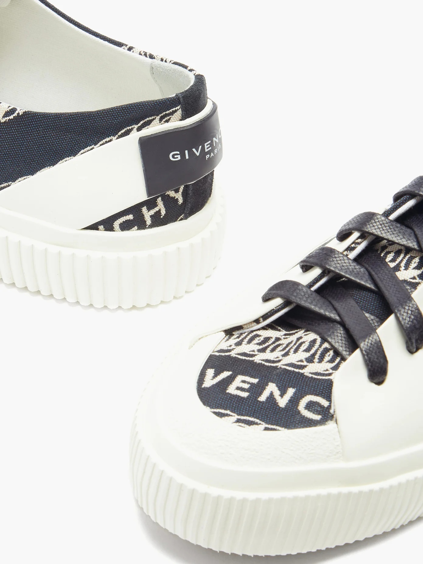 Chain & logo-jacquard canvas trainers - 6