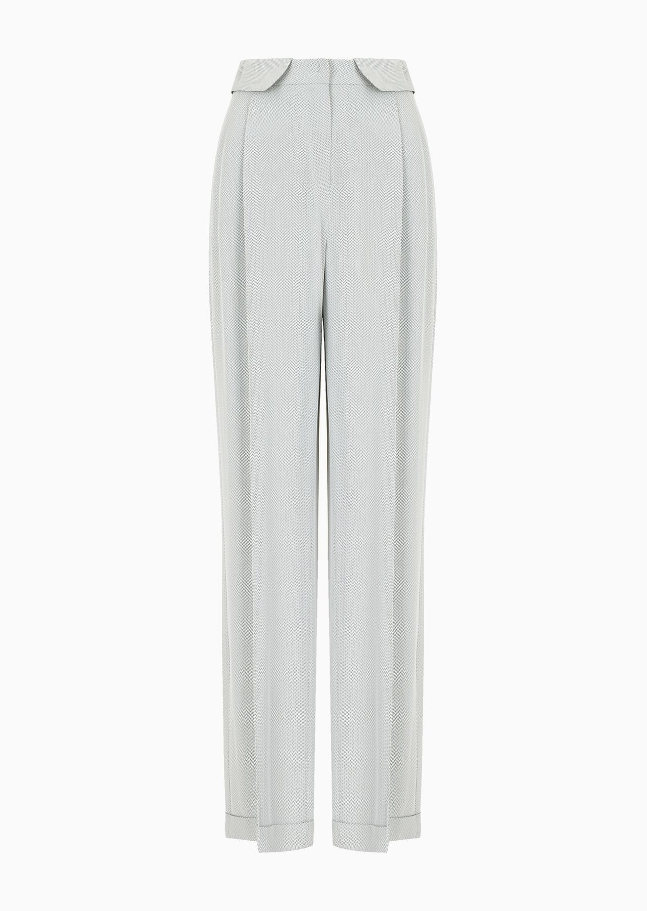 Trousers with turned-up cuffs and a chevron micro pattern - 1