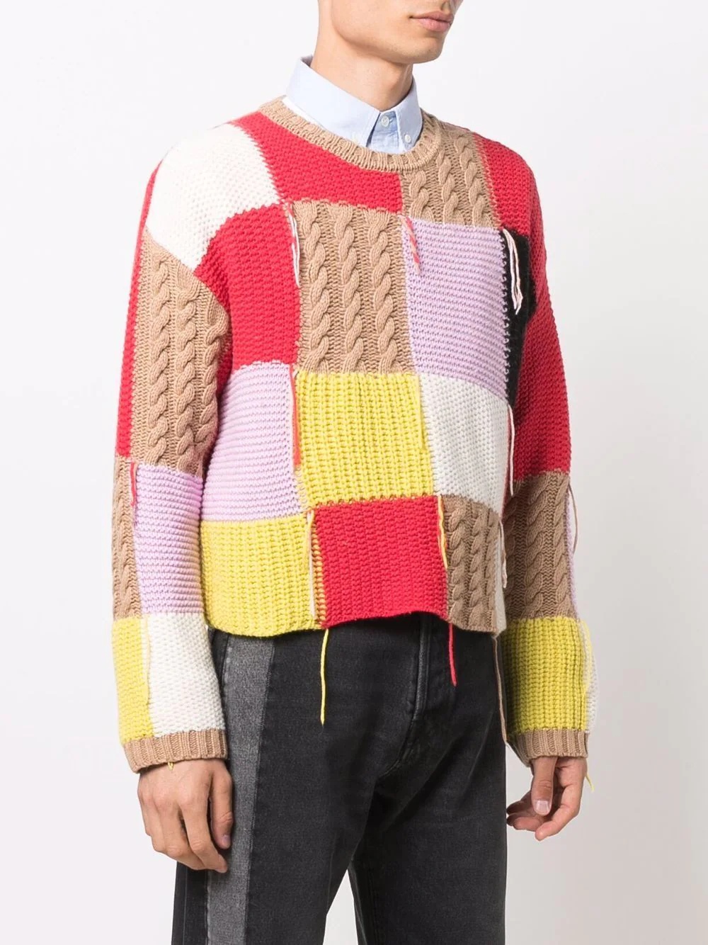 patchwork crewneck jumper - 3