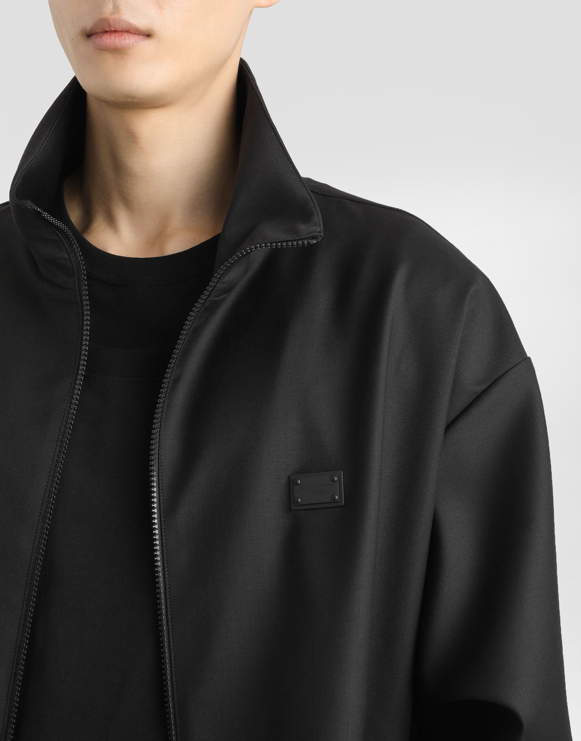 Wool jacket with a high neck and tag - 5
