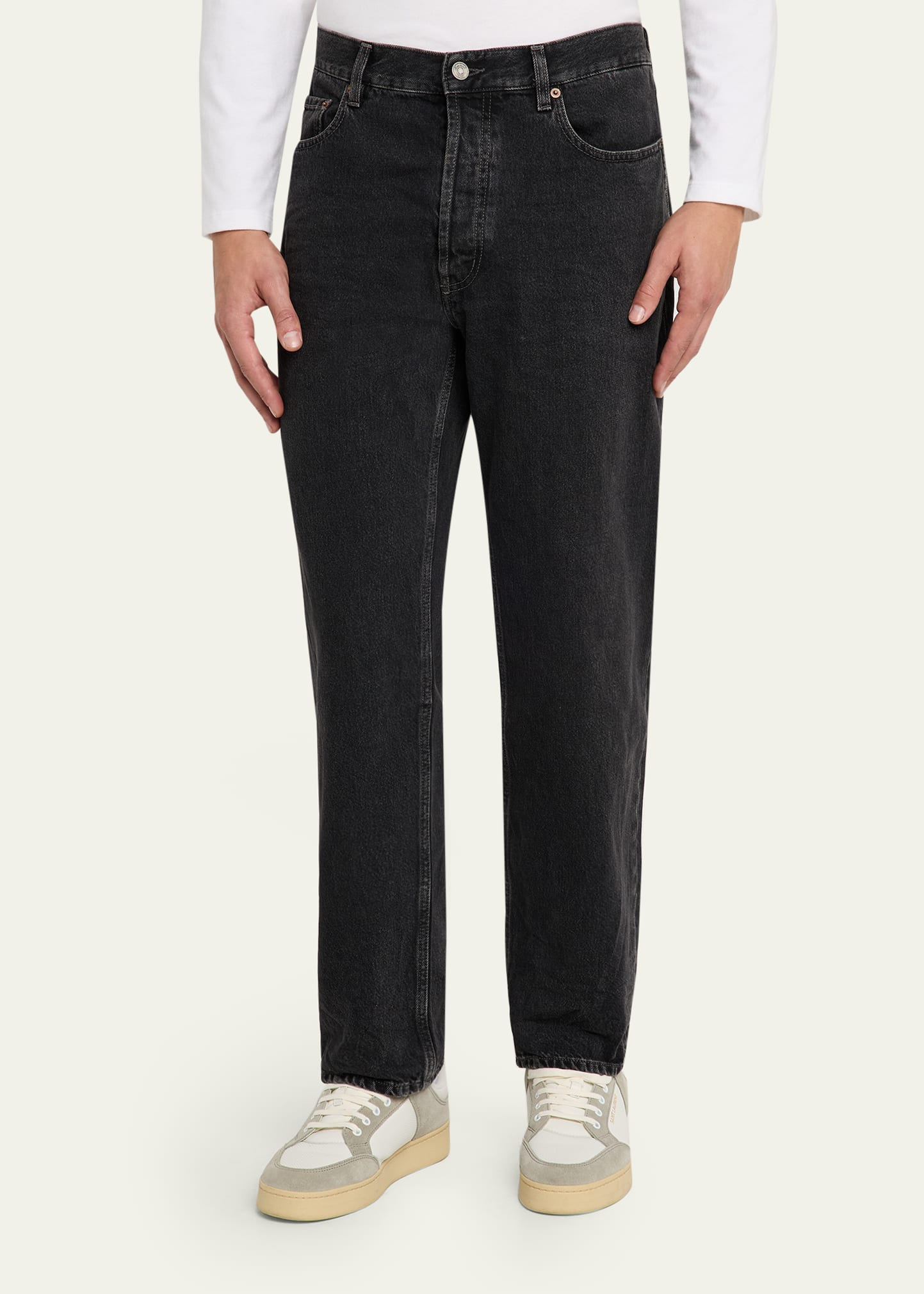 Men's Black Denim Straight-Fit Jeans - 4