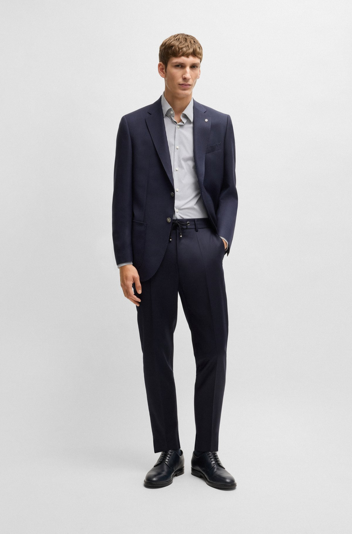 REGULAR-FIT SUIT JACKET IN MICRO-PATTERNED VIRGIN WOOL - 3